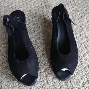 Arche Black Leather Slingback Sandals size 8